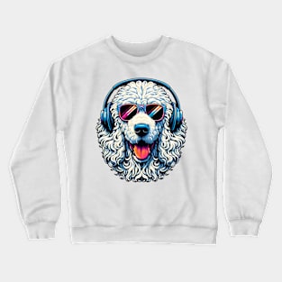 Komondor Smiling DJ with Headphones and Sunglasses Crewneck Sweatshirt